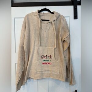 Mexico Drink Tequila Beige Hooded Baja Beach Unisex Sweatshirt with Front Pocket